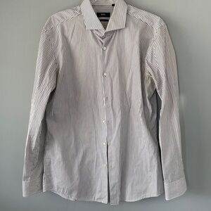 Hugo Boss White Shirt with Black Pinstripes